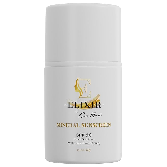 Elixir by Cocó March Mineral Sunscreen SPF 50 for Face & Body, Broad Spectrum Sun Protection, Water Resistant 80 Min, Hydrating Facial & Body Sunscreen for Adults & Kids, 2.1 oz (59 g)