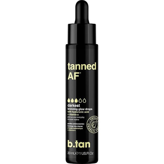 b.tan Darkest Self Tan Drops for Face & Body | Get Tanned - Darkest Gradual Self Tanner Bronzing Glow Drops, Vegan, Cruelty Free, 1.0 Fl Oz