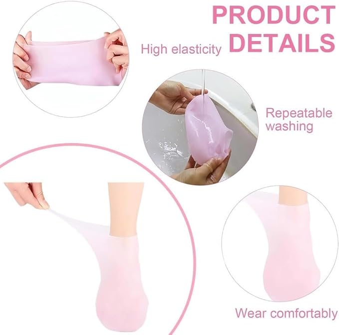 6 Pairs Silicone Socks for Dry Cracked Feet - Women's Moisturizing Foot Socks, Anti Slip Spa Socks Women Gel Pedicure Socks for Foot Softening Foot Care After Pedicure 6 Colors Assorted