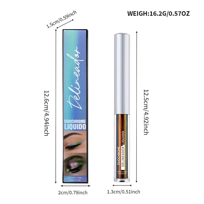 Chameleon Eyeliner Eyeshadow,Orange to Gold Shifting Waterproof Eyeliner Pen, Long Lasting High Pigment Glitter Shifting Eyeshadow Eye Makeup, Lridescent Eye liner for Women & Girls 01#