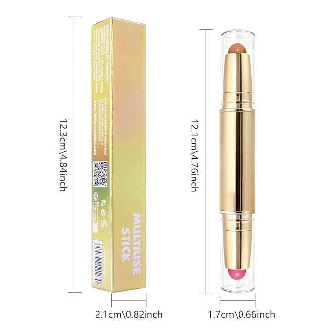 evpct 2In1 Blush Contour Multiuse Makeup Stick, Berry Tan & Brown Creamy Butter Blush Bronzer Contour Contouring Stick for Cheeks Lip Eyes Faces, Mloisturing Radiant Finish, Vegan & Cruelty-Free