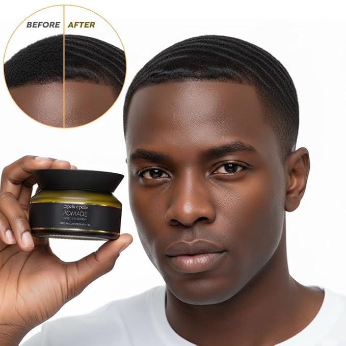 capelli e pelle POMADE, With Rosemary Oil -Medium Hold & Shine - Hair Pomade for Black Men & Women to define Waves, Dreadlocks & Braids - Rosemary Oil with Fragrance -Hair Growth & Scalp Care- 100ml