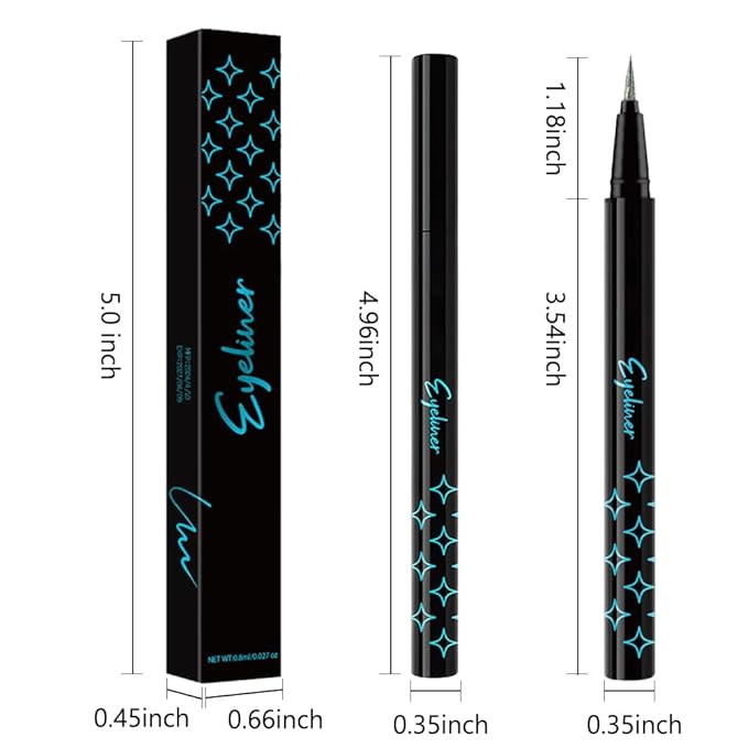 2PCS Metallic Glitter Coloured Liquid Eyeliner Pens Set03 – Waterproof Mark Emerald or Blue Long-Lasting Sparkly Eye Lin Makeup – Tattoo-Effect Ink Liners for Women & Men,Delineador Líquido con Brillo