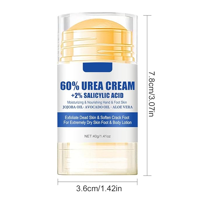 2Pcs Urea 60% Moisturizer and Anti-Cracking Foot Cream,Intensive Repair Dry Cracked Skin,Urea Heel Stick Balm,Hands,Heels,Elbow and Knees,Softens Hydrating Nourish Foot Care for Women and Men