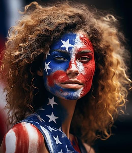 Go Ho Red White and Blue Face Paint Palette,Washable Patriotic 4th of July Face Body Paint,4th of July Accessories, Face Painting Kit for Independence Day Makeup