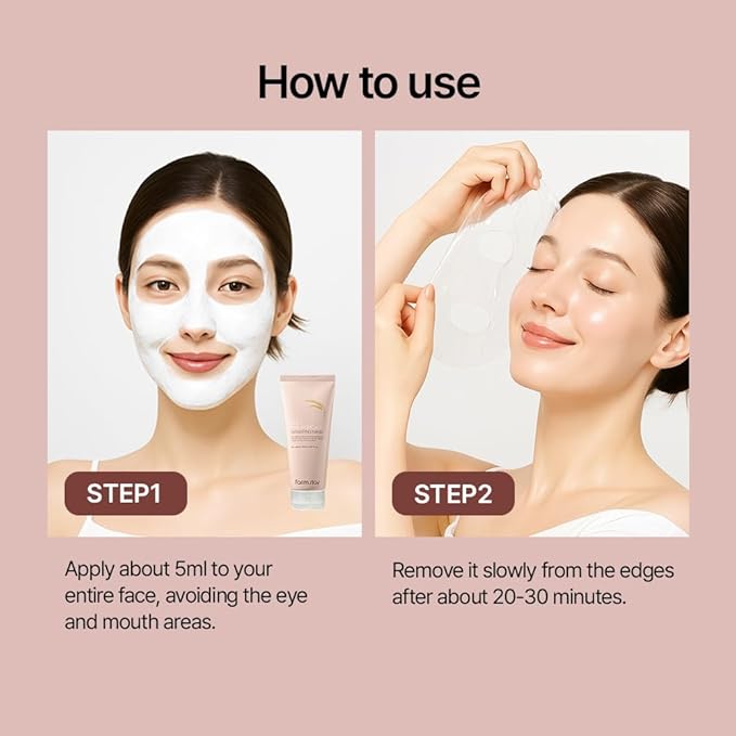 FARMSTAY Rice & Hyaluronic Acid Wrapping Mask 5.07 fl.oz./150ml, overnight face mask, rice mask, peel off face mask, glass skin, korean skincare