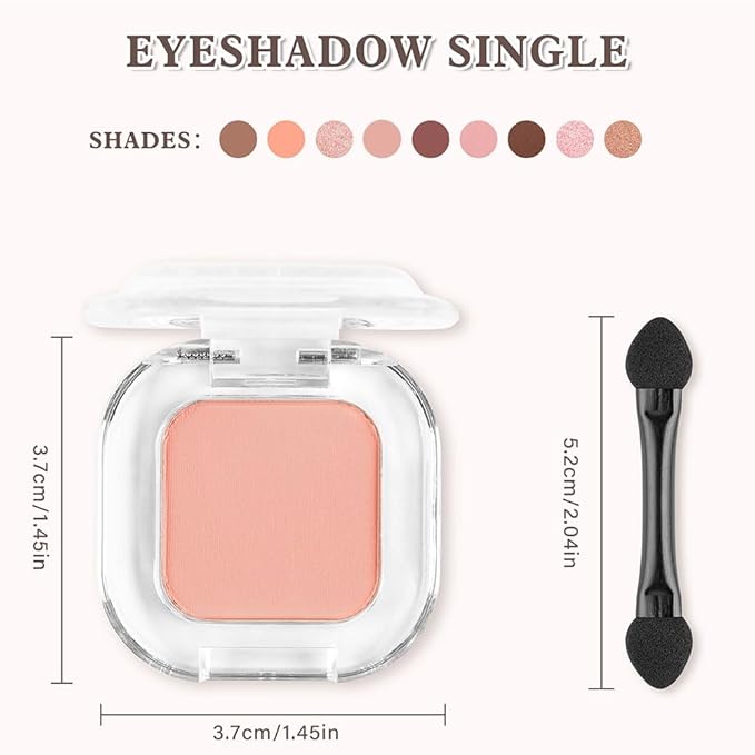 Light Orange Nude Single Eyeshadow Matte Makeup Powder Palette，High Pigment Blendable Formula Eye Make-up for Women，Neutral Eye Shadow，sombras para ojos，Longwear Waterproof，Cruelty-Free，Eyeshadow Gift