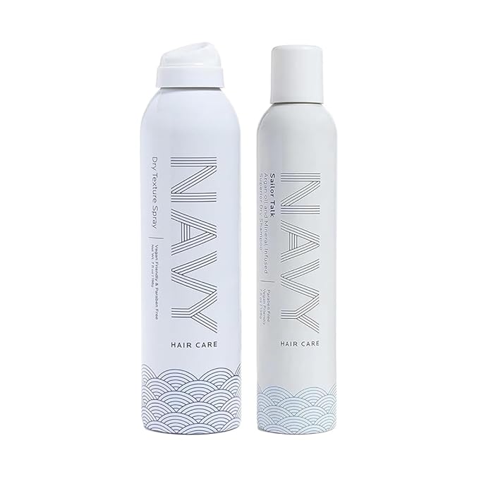 NAVY HAIR CARE Dry Texture Spray + Sailor Talk Dry Shampoo for Oily Hair | Achieve Fuller Looking Hair + Infused with Argan Oil to Prevent Hair Breakage | 7 oz each
