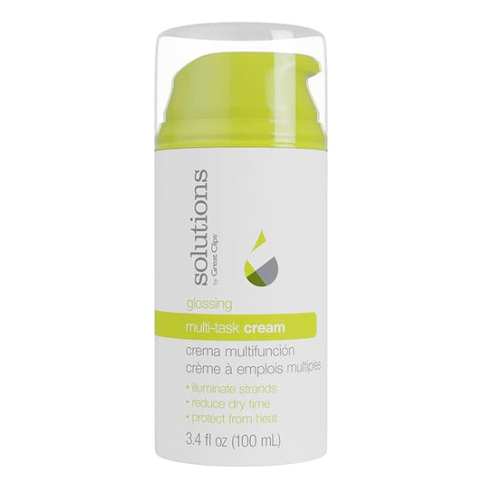 GREAT CLIPS Solutions Glossing Multi-Task Cream, 3.4oz | Taming Frizz & Fly-aways | Smooths & Softens Hair