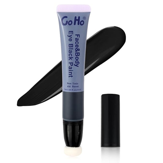 Go Ho Black Face Paint,Easy-to-Use Oil Based Eye Black Stick,Waterproof Face Body Paint for Halloween Cosplay Zombie Skeleton Clown Goth Makeup