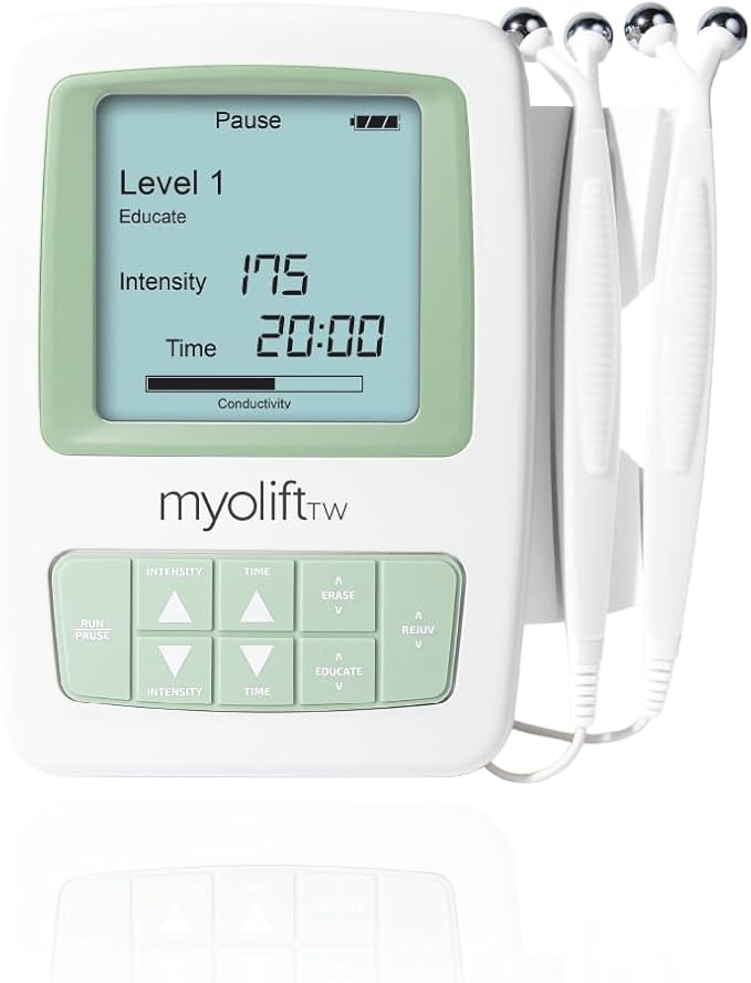 7e Wellness MyoLift TriWave Microcurrent Facial Device for Face Lifting & Toning with Conductive Gel, Probes, Masks – 3-Wave Technology for Skin Firming, Smoothing & Circulation - Face & Neck Care