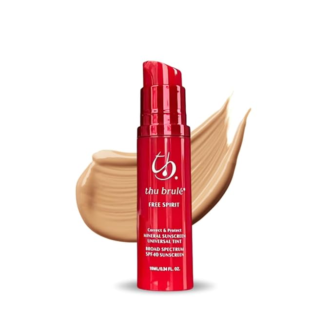 Thu Brulé Free Spirit Mineral Sunscreen SPF 40+ | 3 in 1 Moisturizer, Complexion Balancer, & Sunscreen | UVA/UVB protection 100% Mineral Broad Spectrum Non-Greasy | Travel Size Universal Tint - 10ml