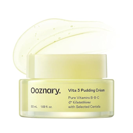 OOZNARY Vita 3 Pudding Cream with Vitamin C, Niacinamide, and Glutathione for Radiant Glow & Extra Hydration | Korean Moisturizer | 1.69 fl.oz 50ml