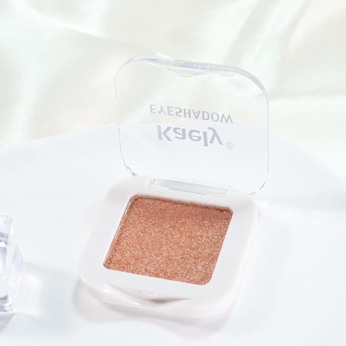 Champagne Gold Glitter Single Eyeshadow, Nude Gold Pink Shimmer Cream-to-Powder Eye Shadow, High Pigment Long-Lasting Waterproof Monochrome Mini Eyeshadow for Daily Makeup & Gifts #01