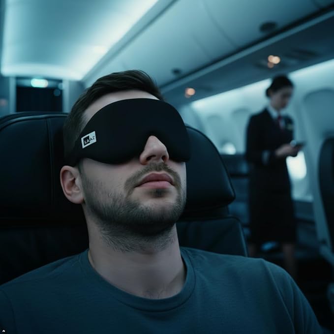 LAAZ Sleep Mask for Side Sleepers ,3D Contoured Eye Mask with Zero Eye Pressure, True Blackout Light Blocking, Breathable Memory Foam Night Mask with Adjustable Strap for Men & Women