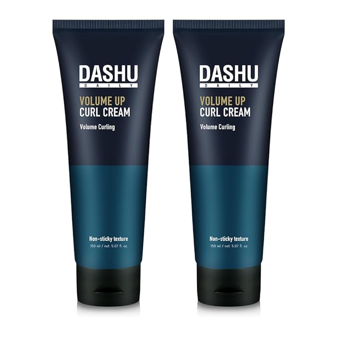 DASHU Daily Volume Up Curl Cream | Hair Curling Cream for Men & Women w/Vegetable Oil & Protein Ingredients | Hydrating Curl Cream for Wavy Hair | Curly Hair Care Products (Pack of 2, 5.46 Fl. Oz.)