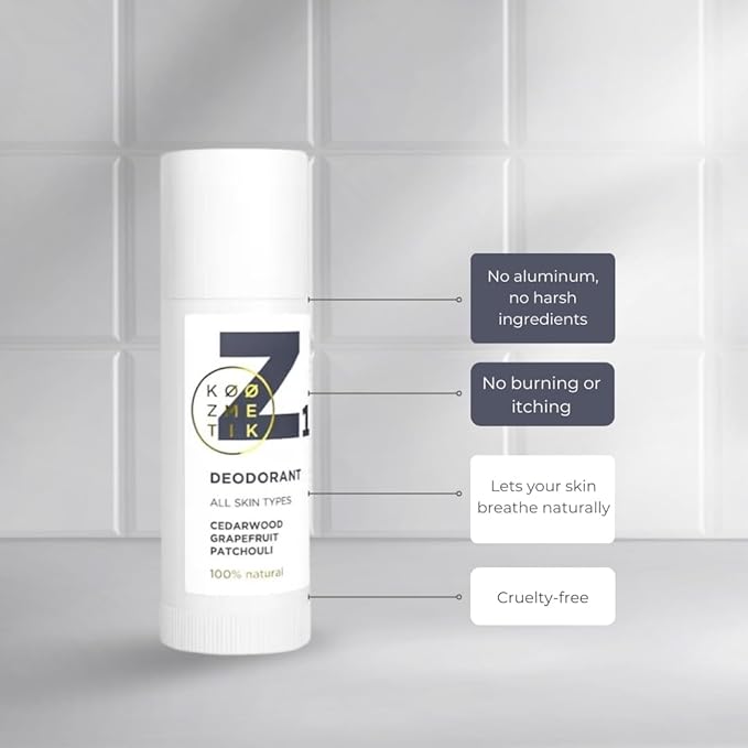 Z1 Natural Deodorant for Women & Men | 100% Aluminum-Free | Long-Lasting Freshness | Safe for All Skin Types | Supports Natural Sweating | Cedarwood,Grapefruit,Patchouli
