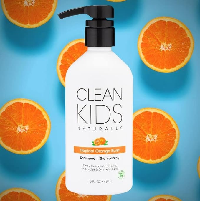 Clean Kids Naturally Tropical Orange Burst Shampoo, All-Natural, Gluten-free, Vegan, and Cruelty-free, Paraben-Free, EWG Verified, 16 oz (2 Bottles)
