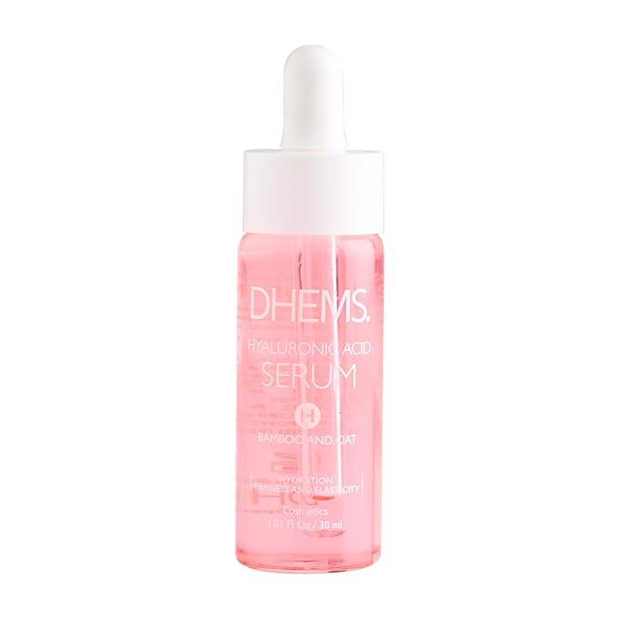 Dhems Hyaluronic Acid Serum for Face with Bamboo and Oat for Reduce Wrinkles, Hydration, Firmmess and Elasticity with Vitamin B3 & B5 for All Skin Types 1.01 Ounces