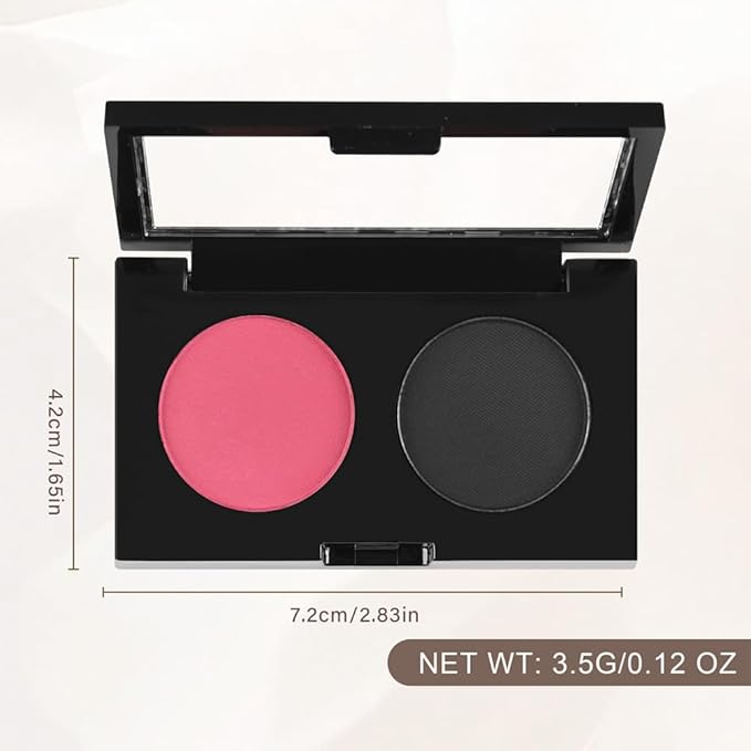 Duo Eye Shadow Powder，Pink&Black Matte Eyeshadow Makeup Palette，Neutral Shades Eyeshadow Palette for Woman Daily Eyes Looks，Highly Pigmented，Smooth, Blendable，sombras de ojos, Cruelty-Free 07