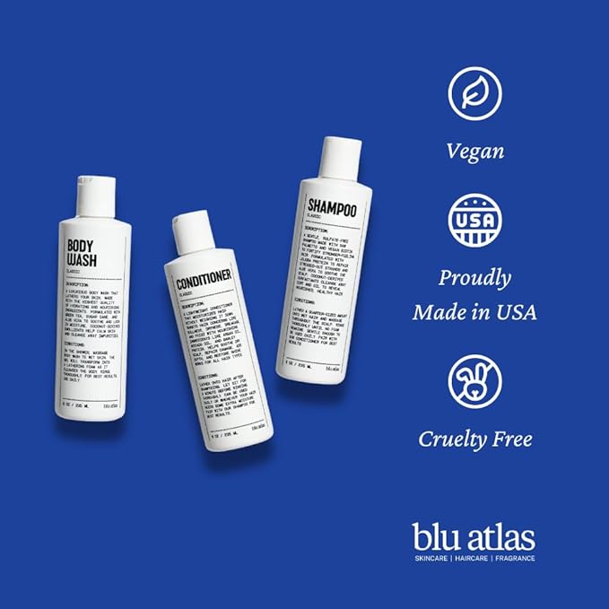 Blu Atlas Men's Natural Conditioner – Organic, Sulfate-Free, Paraben-Free – Deep Moisturizing & Scalp Soothing – Santal Cedar Scent – Made in America – 8 oz