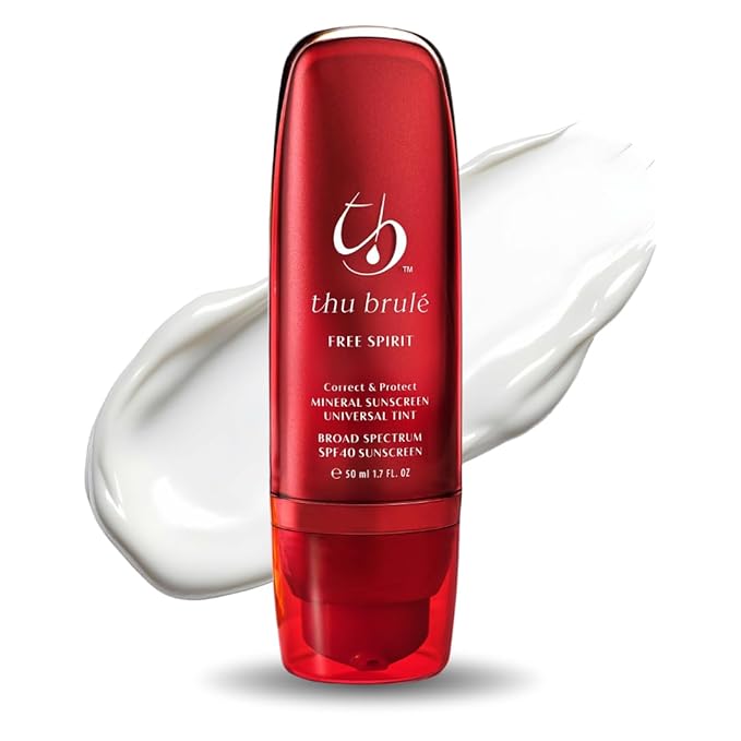 Thu Brulé Free Spirit Mineral Sunscreen SPF 40+ | 3 in 1 Moisturizer, Complexion Balancer, & Sunscreen | UVA/UVB protection 100% Mineral Broad Spectrum Non-Greasy | Travel Size Untinted - 50ml