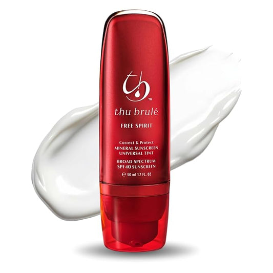 Thu Brulé Free Spirit Mineral Sunscreen SPF 40+ | 3 in 1 Moisturizer, Complexion Balancer, & Sunscreen | UVA/UVB protection 100% Mineral Broad Spectrum Non-Greasy | Travel Size Untinted - 50ml