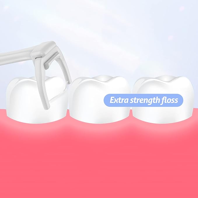 RAZOKO Dental Flosser Kit, Extra Strong Shred-Resistant Floss, for Hard to Reach Areas, PTFE & PFAS Free (1 White Handle + 120 Refills)