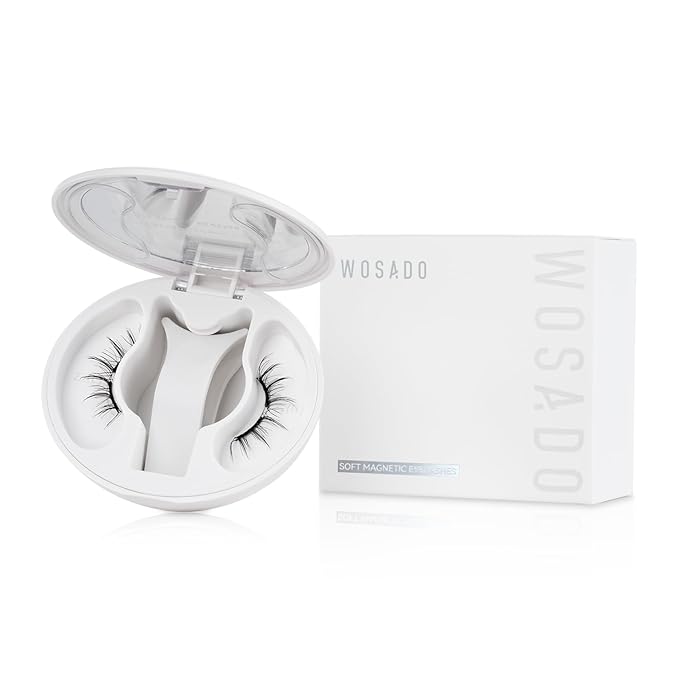WOSADO Magnetic Eyelashes with Applicator, No.14 Frost Black 21.5mm Eye Lashes Kit, Reusable Magnetic Lashes without Eyeliner, Glue-free False Lashes, Waterproof, Lightweight, Suit for Natural Makeup