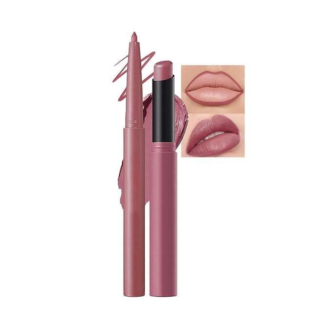 Plum Red Lip Liner Lipstick for Women, Waterproof Long Lasting Lip Liner Pencil Lip Stick Set, Lip Kit With Lipliner Lipstick, Smudgeproof Lip pencil Lip Crayon 08#