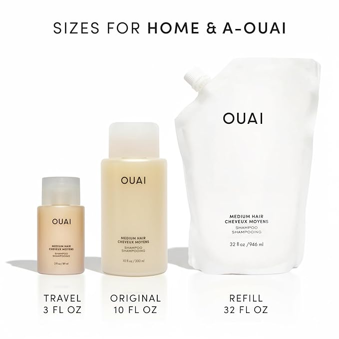 OUAI Medium Shampoo Refill - Hydrating Shampoo with Coconut Oil, Babassu, Kumquat Extract and Keratin - Strengthens, Nourishes and Adds Shine - Paraben, Phthalate and Sulfate Free Hair Care (32 Fl Oz)