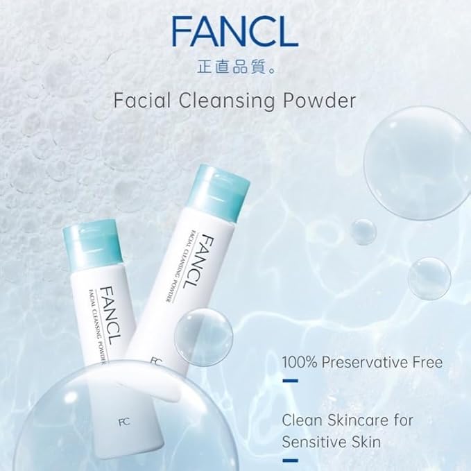 FANCL Facial Cleansing Powder – Japanese Powder-to-Foam Cleanser with Agar & Rice Starch, Gently Removes Impurities & Clogged Pores, Preservative-Free Hydrating Formula [US Exclusive Edition]