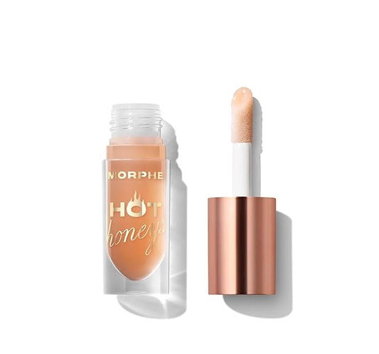 Morphe Hot Honeys Volumizing Lip Oil Plumper - Hydrating Lip Gloss for Women with Manuka Honey + Chili Extract - Makeup for Tingling Volume & Glossy Sheer Tint - Royal Sting (0.15 fl oz)