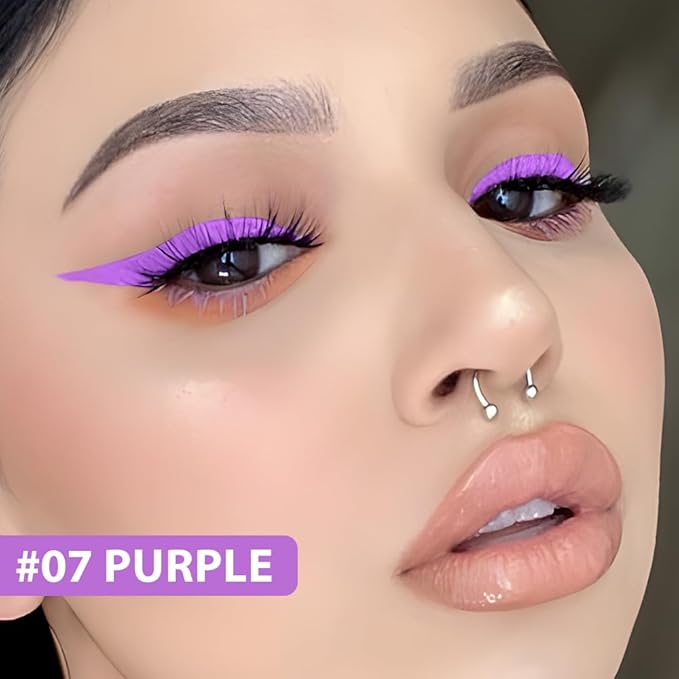 evpct 1Pcs Purple Waterproof Colored Eyeliner Liquid Eye Liner Set Long Lasiting Ultra-fine Speed Dry Colorful Liquid Eyeliner lapiz delineador de ojos contra el agua blanco para ojos de colores