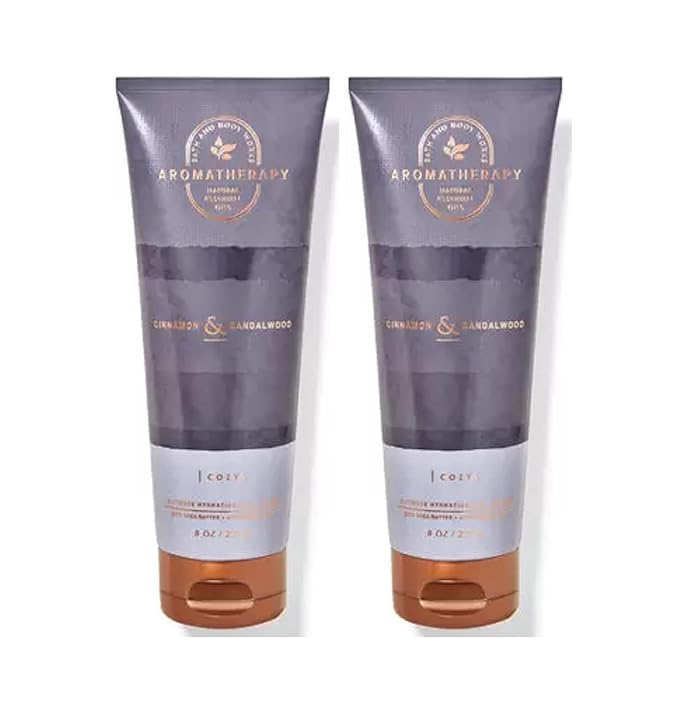 Bath and Body Works Aromatherapy Cinnamon Sandalwood Ultimate Hydration Body Cream 8 Oz. 2 Pack (Cinnamon Sandalwood)