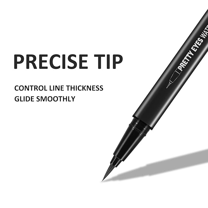 Boobeen 3pcs Liquid Eyeliner Pen, Matte Eye Liner with Precision Tip, Long Lasting Eyeliner Pencil for Bold Eye Makeup, Glides on Smoothly