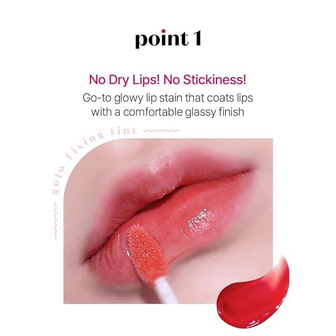 ETUDE Glow Fixing Tint #3 Dewy Fig | Non-sticky Glossy Shine Lip stain | Fills up with comfortable moisture | Tinting for dry lips