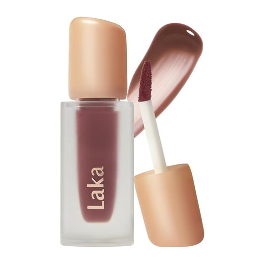 Laka Fruity Glam Tint, 4.5g/0.15oz, Glowing Lip Stain with Wide Color Spectrum, Hydrating & Lightweight Texture, Buildable Color, Non-Sticky, Vegan, K-Beauty (#121 Ashnut)