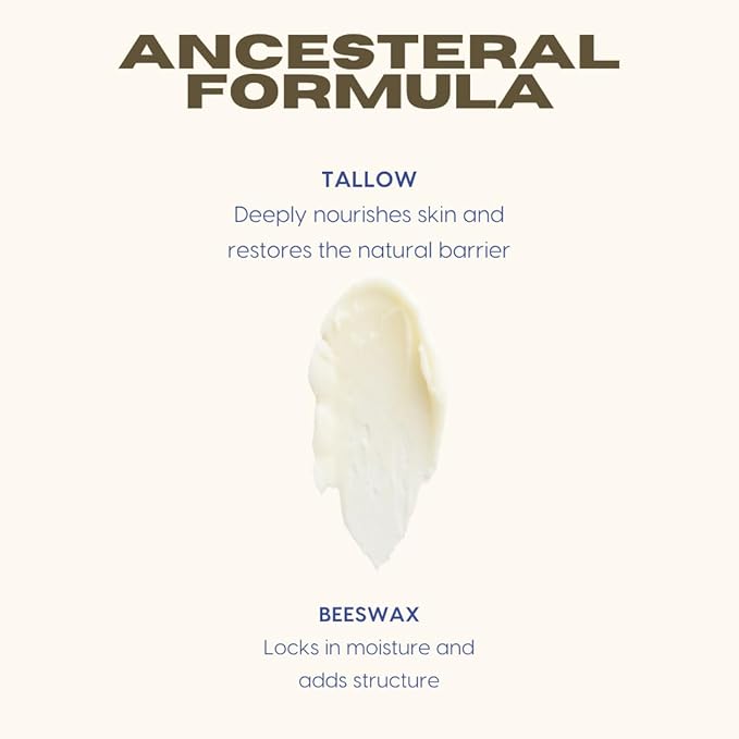 Untamed Organics Pure Tallow 100% Grass-Fed Grass-Finished Beef Tallow Balm For Skin Care - Full Body & Face Moisturizer For Sensitive Skin, Eczema - All-Purpose Pure Tallow Cream (Unscented) 2 oz