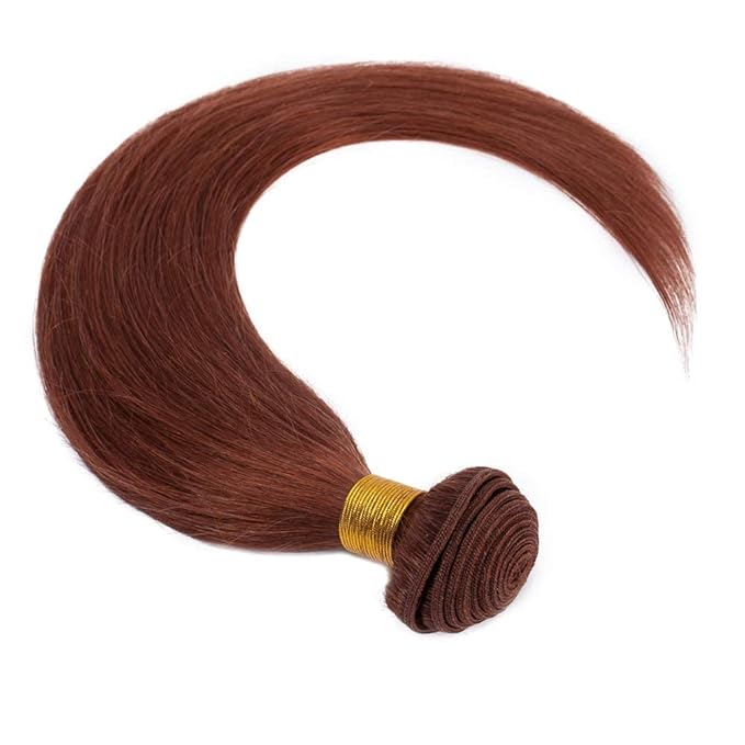 Hairro Sew in Hair Extensions Real Human Hair, 100g/bundle Weave Weft for Women Adding Volume and Length, for DIY Beauty Dating Party, 18 Inch One Bundle Straight Dark Auburn