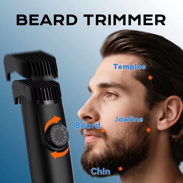 Vacuum Beard Trimmer for Men – Mustache Trimmer with Adjustable Comb - Men's Beard Trimmer Cordless - Beard Trimmer with Vacuum Precision Dial, Low Noise, Waterproof Grooming Kit