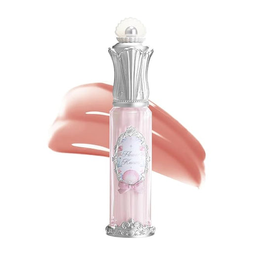Flower Knows Shell's Jewel Nourishing Lip Glaze,Hydrating Pinky Apricot Lip Gloss with Hyaluronic,Moisturizing Plumping Oil,Non-Sticky,0.16 Fl.Oz(P01 Champagne Pearl)
