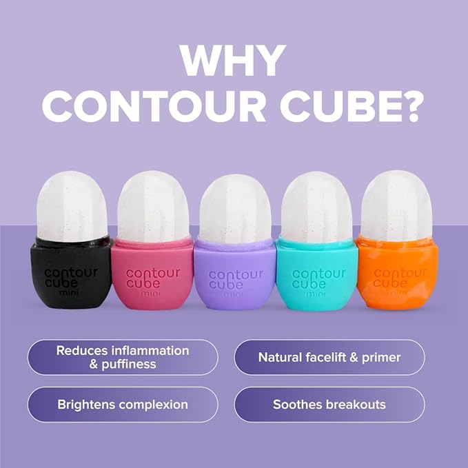 Contour Cube Mini - Revolutionary Ice Roller for Sculpting & De-Puffing - Face Ice Roller & Massager - Ice Mold for Face - Compact Skin Care Tools for Daily Skincare & Travel - Violet