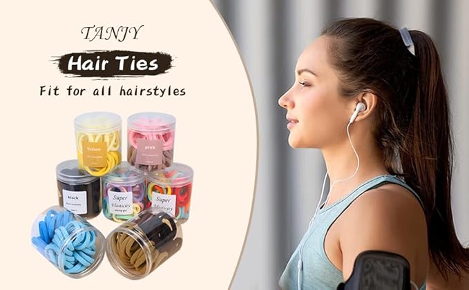 Seamless 100 Pcs Hair Ties - Ponytail Holders & Accessories, No Damage Thick Hair Ties for Women & Girls, Purple