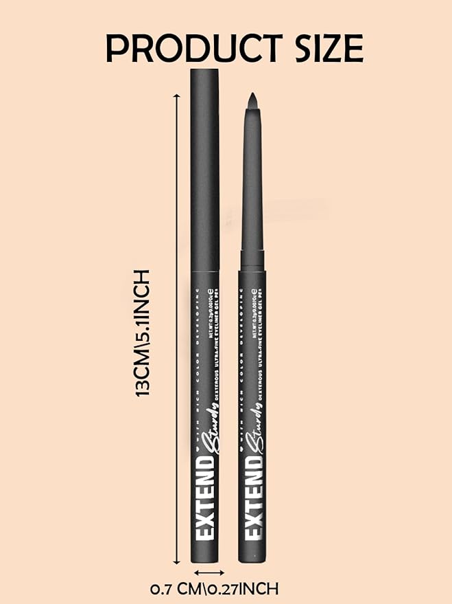 Black Gel Glitter Eyeliner Pencil, Metallic Waterproof Smudge-Proof Creamy Retractable Smooth Eye Liner pencil, Hypoallergenic Long Lasting Eyeliner Brightener Pen Crayon Eye Makeup Gift for Women#11