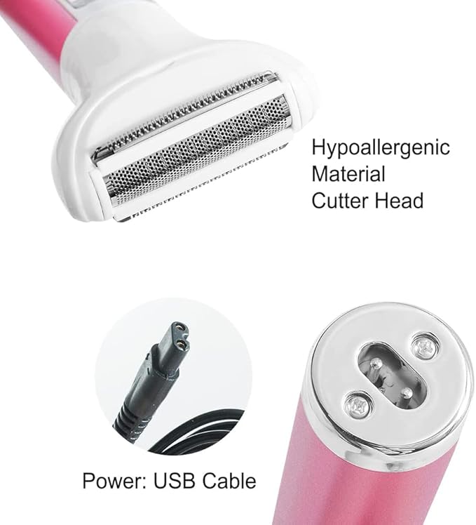 5 in 1 Electric Razor for Women Removal for Body Nose Hair Trimmer Face Shavers Eyebrow Legs Armpit Bikini Area Pubic Underarms Painless Rechargeable Portable Facial Hair Removal
