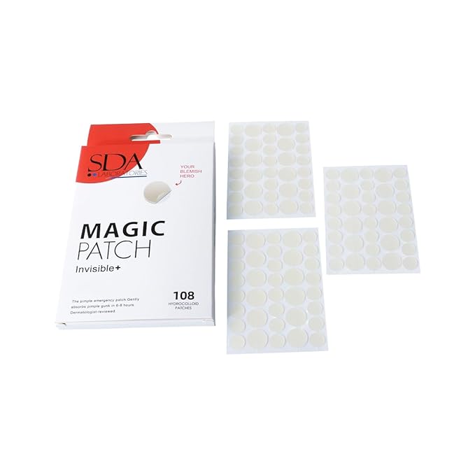 SDA LABORATORIES Magic Pimple Patch Invisible Hydrocolloid Acne Dots – Blemish & Clarifying Patches for Face & Body – Pore Cleansing Strips – 108 Count (Pack of 1)