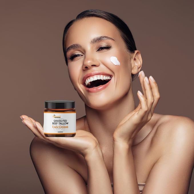 Beef Tallow Face Moisturizer - Grass Fed Beef Tallow for Skin Care- unscented Handmade Tallow face Cream- organic tallow balm for Sensitive Dry Skin, Eczema, Psoriasis, sunburn (OATMEAL & HONEY)