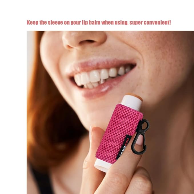 3PCS Lip Balm Holder Sleeves Keychain Sleeves(Black/Brown/Blue)