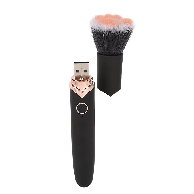 Pro Makeup Brush, Rechargeable Makeup Brush Blush Loose Powder Brush 10 Gears Adjustable Electric Massage Brush Beauty Tool Black